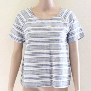 Movint Striped Linen Blend Top Blue Cream Size XS